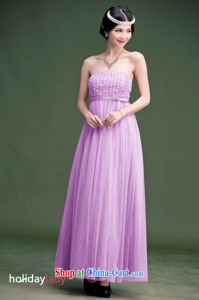 Shallow end (QIAN MO) 2014 elegant small rose lace take Korean-style long dress dress bridesmaid dresses small 2365 violet L pictures, price, brand platters! Elections are good character, the national distribution, so why buy now enjoy more preferential! Health