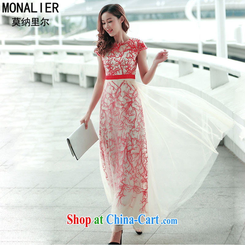 Mona, 2014 stars go-su, embroidery large web dress dress dress bridesmaid dress 6005 red XL