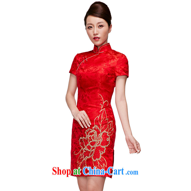 Wood is really the 2015 spring and summer new bridal embroidered short red dresses, wedding dress female package mail 01,238 05 red XXL, wood really has, shopping on the Internet