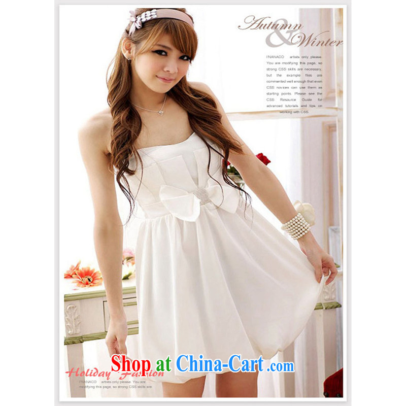 Shallow end _QIAN MO_ 2014 bowtie lantern skirt bridesmaid dinner dress dress dress wedding night 985 white are code
