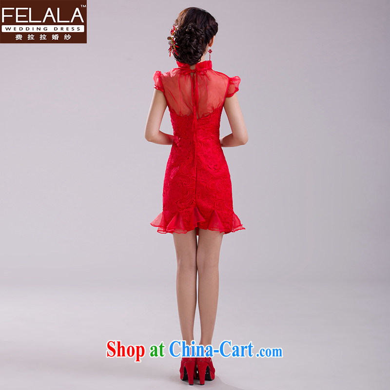 Ferrara 2015 new bride's improved cheongsam short, red water-soluble lace wedding dresses toast Spring and Winter XL Suzhou shipping, La wedding (FELALA), online shopping