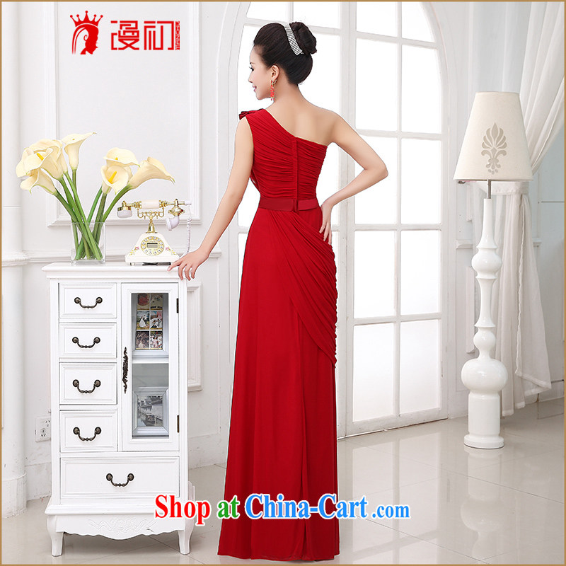Early definition wedding dresses new 2015 wedding banquet toast serving Korean single shoulder bow tie long dress female dark red made the $30 does not support return to early definition, shopping on the Internet