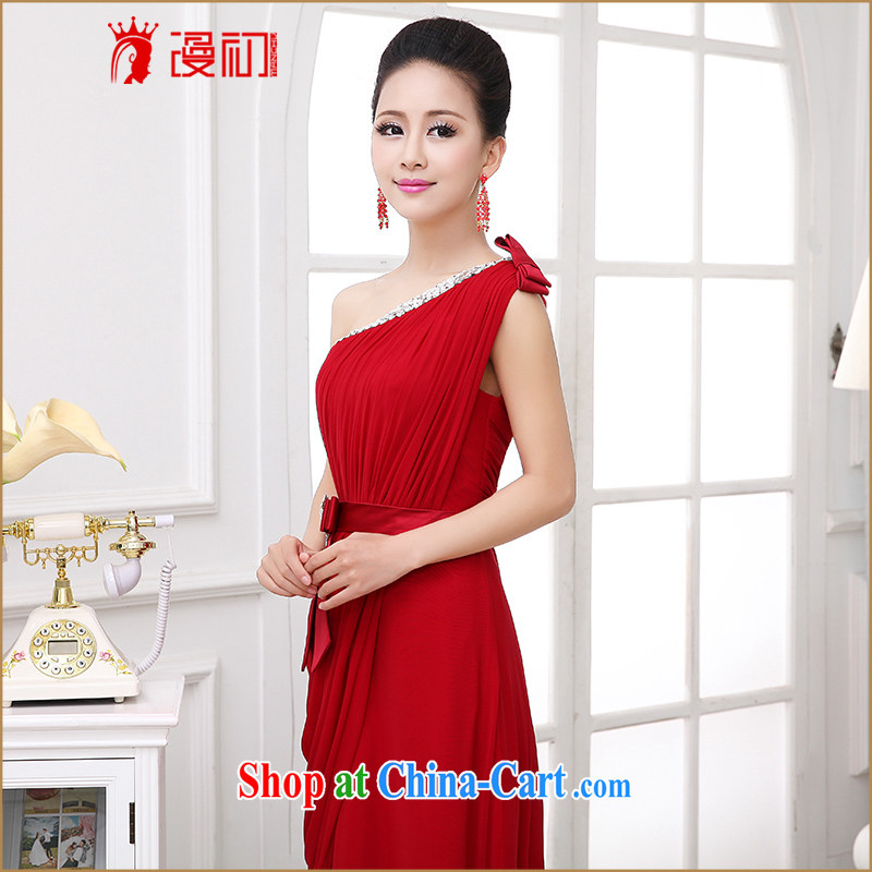 Early definition wedding dresses new 2015 wedding banquet toast serving Korean single shoulder bow tie long dress female dark red made the $30 does not support return to early definition, shopping on the Internet