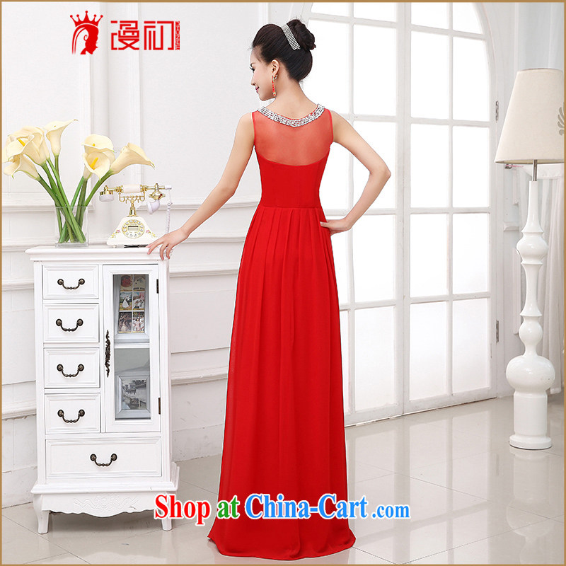 Early animated evening dress 2015 new Bridal Fashion red toast Ms. serving marriage double-shoulder-length dresses, red S, diffuse, and shopping on the Internet