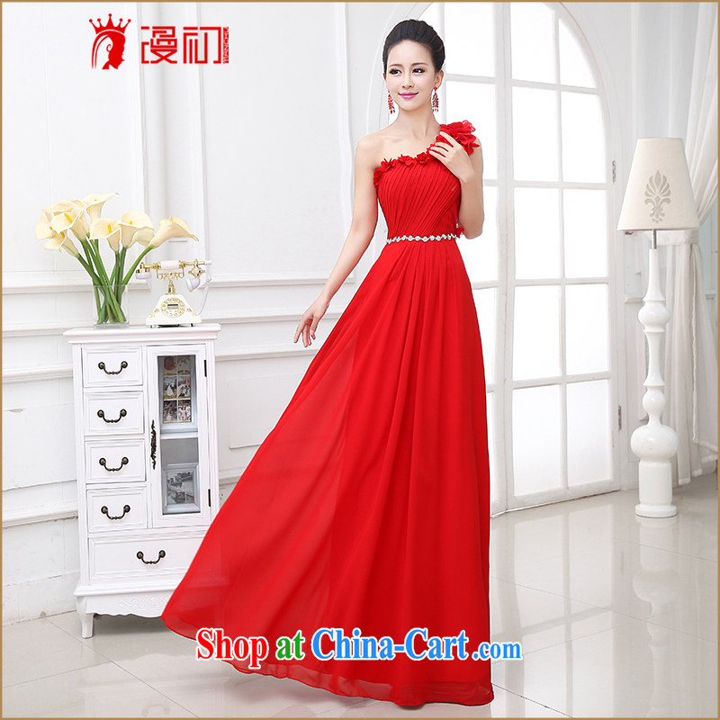 Early definition wedding dresses new 2015 single shoulder flowers red toast serving sweet and stylish bridal wedding dress red S, diffuse, and shopping on the Internet