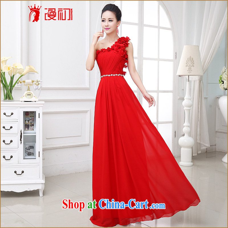 Early definition wedding dresses new 2015 single shoulder flowers red toast serving sweet and stylish bridal wedding dress red S, diffuse, and shopping on the Internet