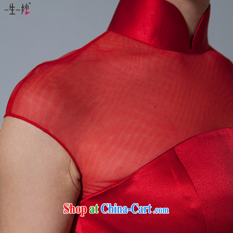 A yarn 2015 new bride short high-waist bows serving Chinese, for red packets shoulder improved cheongsam 40121020 red XXL code 30 days pre-sale, a yarn, shopping on the Internet
