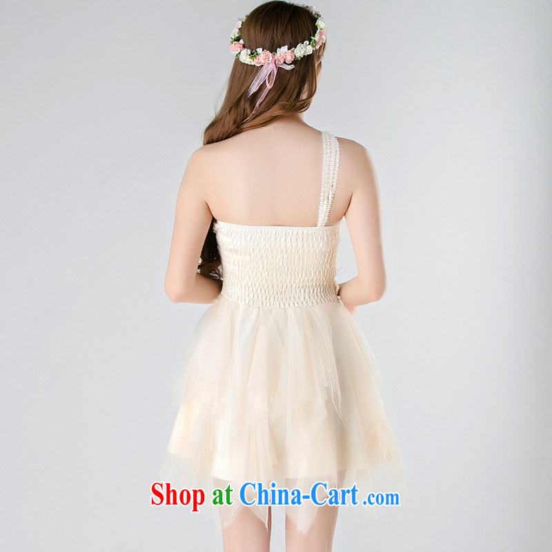 Honey, Addis Ababa new ~sexy the bead weaving the blossoms, the shoulder bare chest dress Evening Dress dress Princess dress uniform toast bridesmaid dress wedding dress beige are code, honey, Addis Ababa (Mibeyee), online shopping