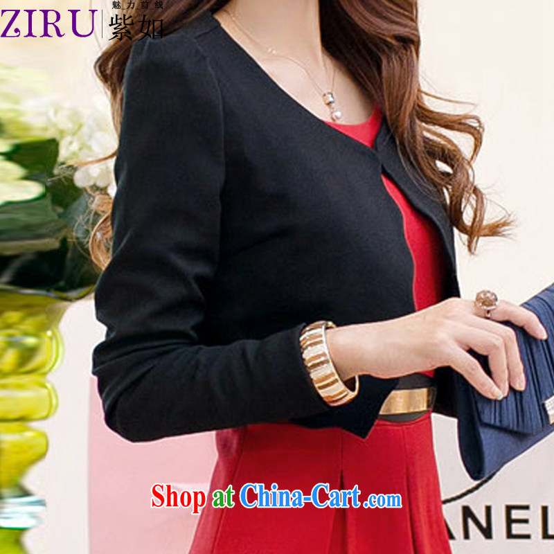 First and foremost as ZIRU Korean version 2014 spring and summer with new female Two-piece beauty sweet long-sleeved marriages back door dress ZR 9111 black jacket red skirts XXL, purple, and shopping on the Internet
