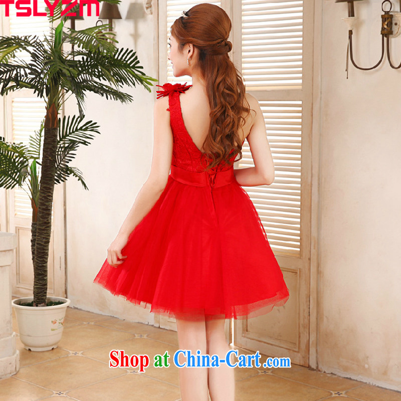 The angels, according to 2015 new bride wedding dress red lace beauty graphics thin short, small dress uniforms, shoulder bridal toast serving bowtie short red XL, Tslyzm, shopping on the Internet