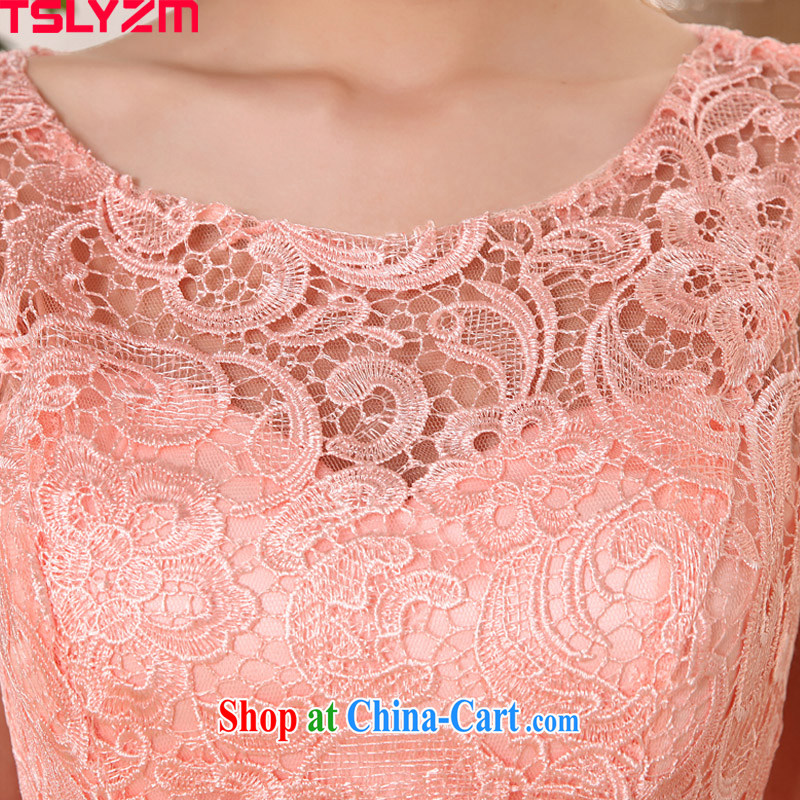 Korean edition 2015 New Evening Dress bridesmaid dress package shoulder lace short bridesmaid sisters served as 2 Princess bride bridesmaid dress toast dinner serving larger graphics thin pink XL, Tslyzm, shopping on the Internet