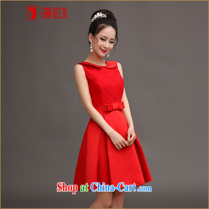 Early definition 2015 New Field shoulder lace dress short, small dress uniforms red bridesmaid clothing red S, diffuse, and shopping on the Internet