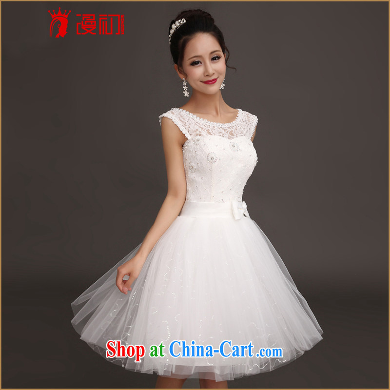 Early definition 2015 new bridesmaid dress double-shoulder lace white short maiden honey sister dress Korean Beauty small dress white S, diffuse, and shopping on the Internet