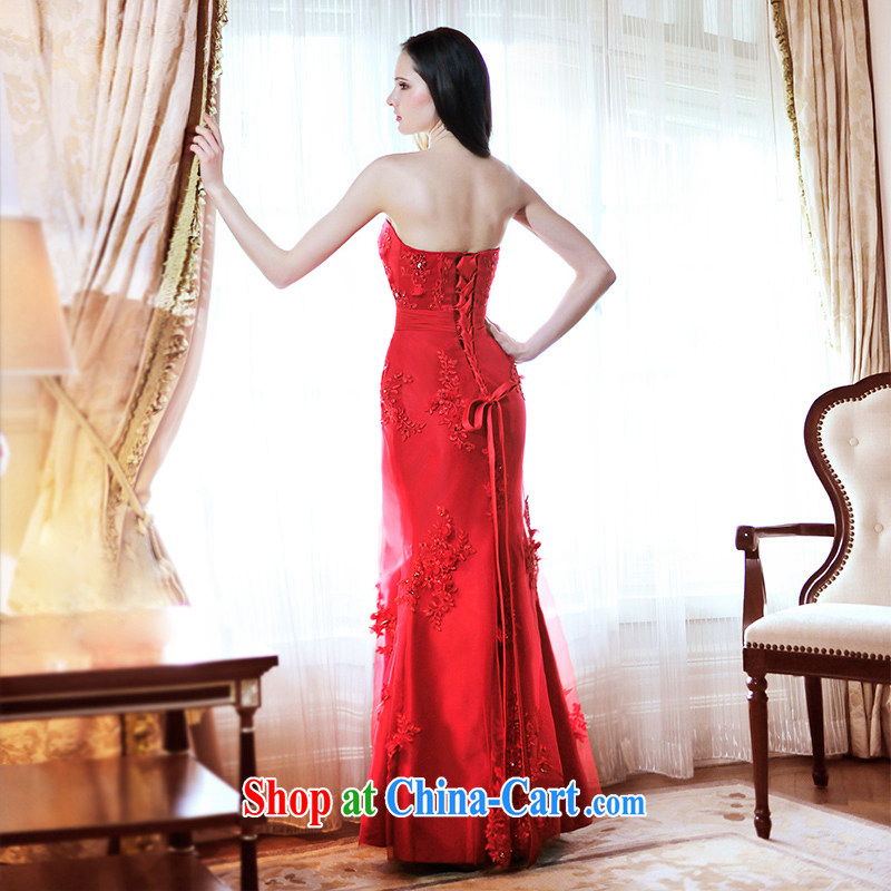 2015 new wedding dresses bridal wedding erase chest small crowsfoot red bows long evening dress L 21,466 red tailored, garden, shopping on the Internet