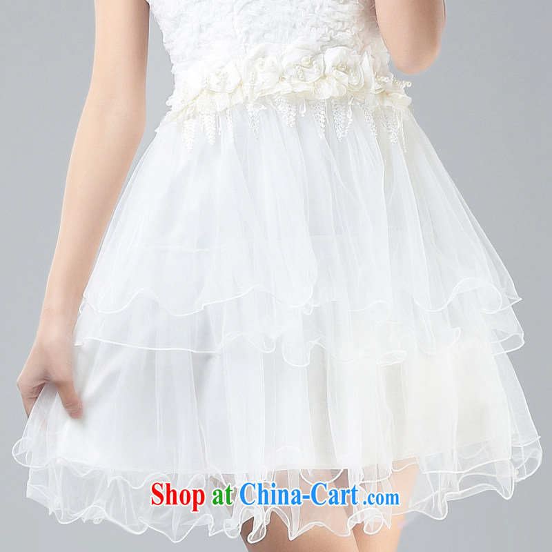 Honey, Addis Ababa new sweet Princess waist three-dimensional snow woven flowers toast clothing Evening Dress wiped chest dress evening dress dress Princess dress bridesmaid dress white, honey, Addis Ababa (Mibeyee), online shopping