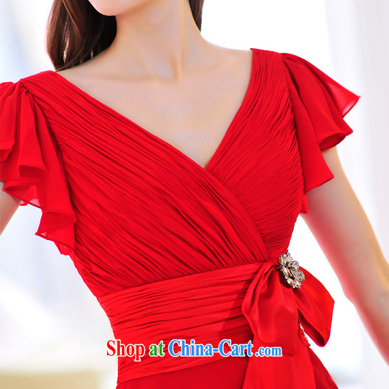 full court-fang MTF 2015 spring and summer New red V collar marriages dresses flying cuff toast L serving 21,478 red tailored Garden, shopping on the Internet