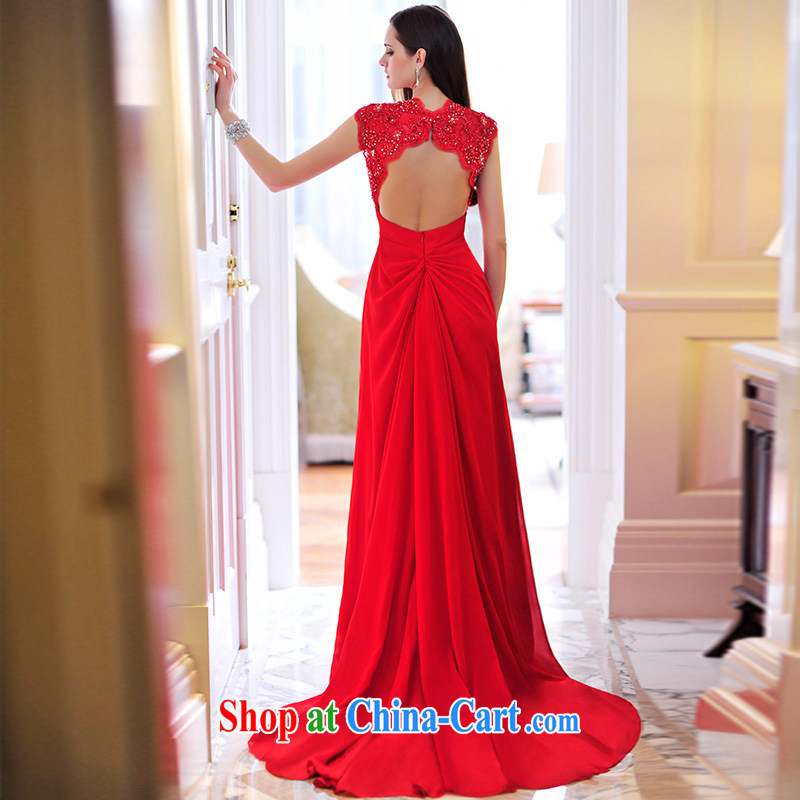 Full court, 2015 New back exposed red sum female bridal dresses serving toast dress long L 21,479 red 30CM tail tailored, garden, shopping on the Internet
