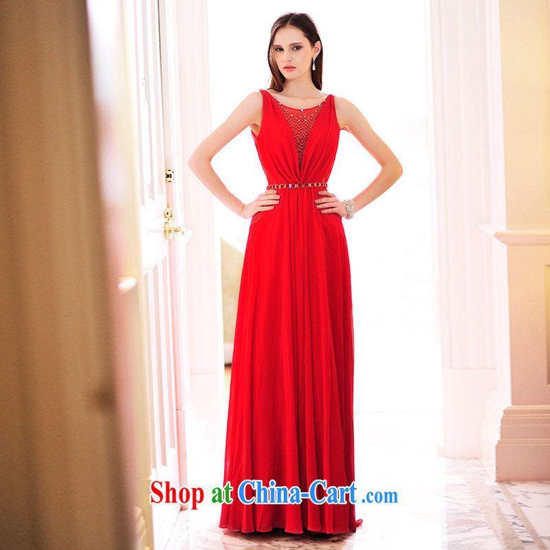 2015 new wedding dresses, bride Korean V collar red back exposed bows dress dress Evening Dress L 21,472 red tail 15 CM tailored