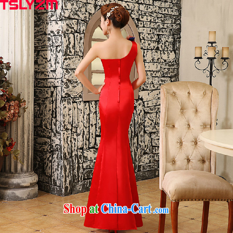 The angels, according to wedding dresses new 2015 crowsfoot dresses bridal toast served with red shoulder evening dress red wedding dresses wedding dress female Red XXL, Tslyzm, shopping on the Internet