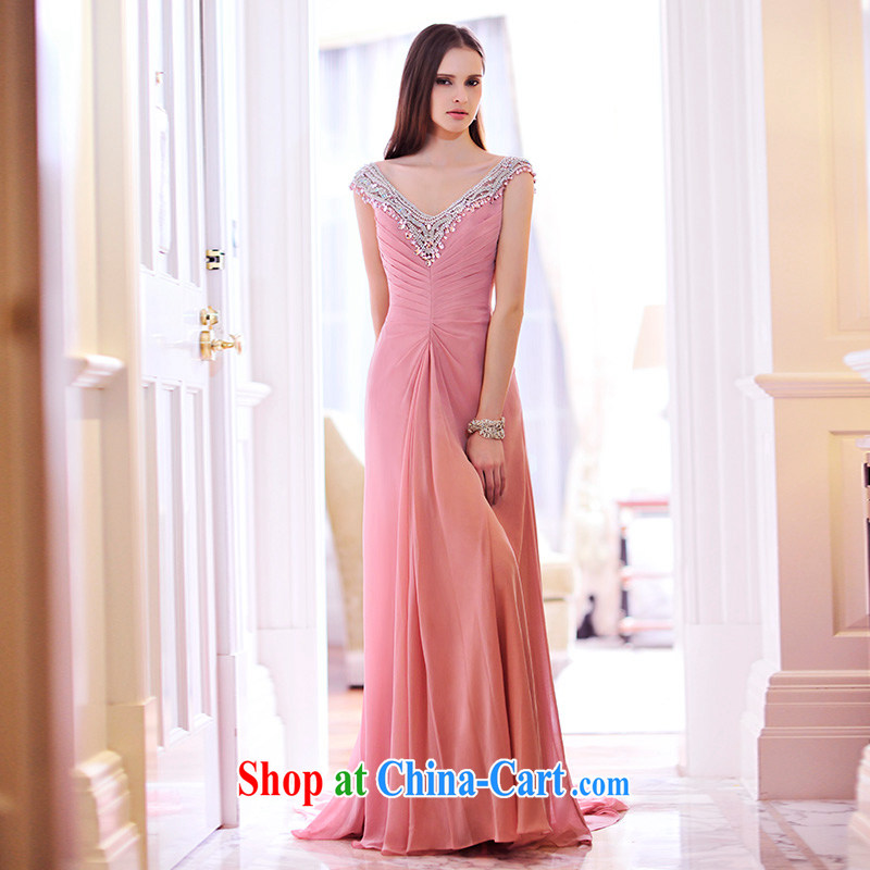 Garden 2015 new dress bare color bridal toast serving evening dress shoulder V for long, 21,476 L 豆沙 color tail 15 CM tailored garden, and shopping on the Internet