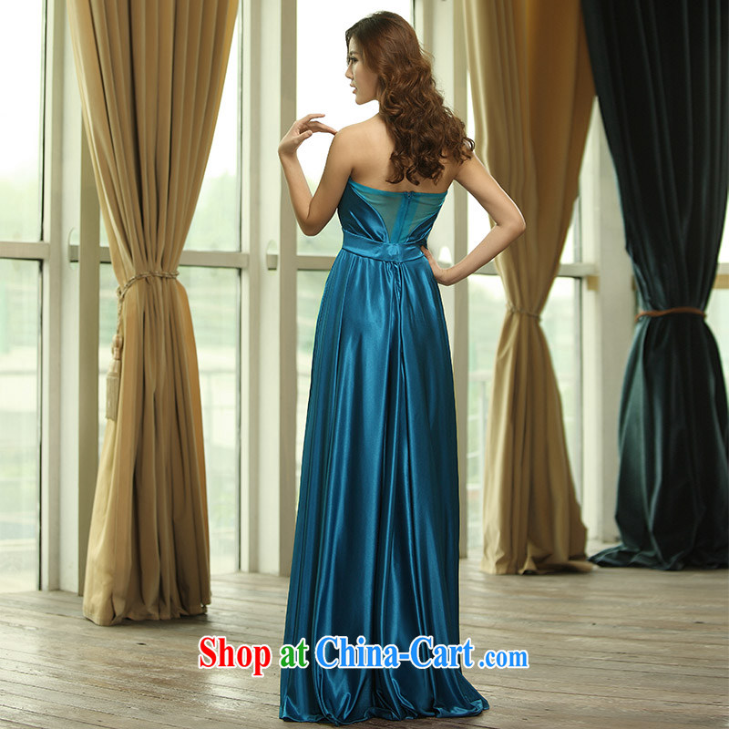 2015 new bare chest sexy diamond Openwork long skirt bridal dresses serving toast bridesmaid dress L 0398 blue tailored Garden, shopping on the Internet