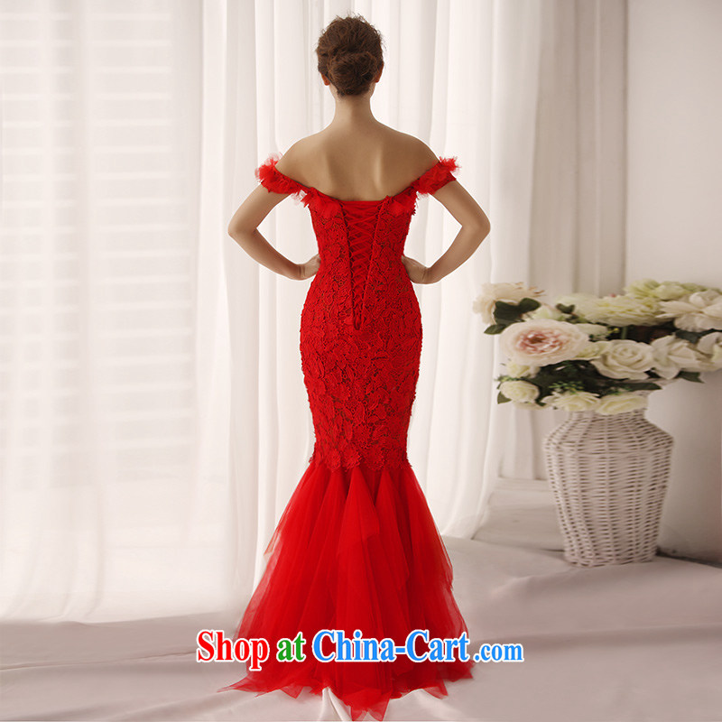 2015 New at Merlion dress the Field shoulder bridal toast serving evening dress wiped his chest, red L 0395 red tailored, garden, shopping on the Internet