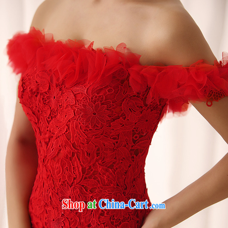 2015 New at Merlion dress the Field shoulder bridal toast serving evening dress wiped his chest, red L 0395 red tailored, garden, shopping on the Internet