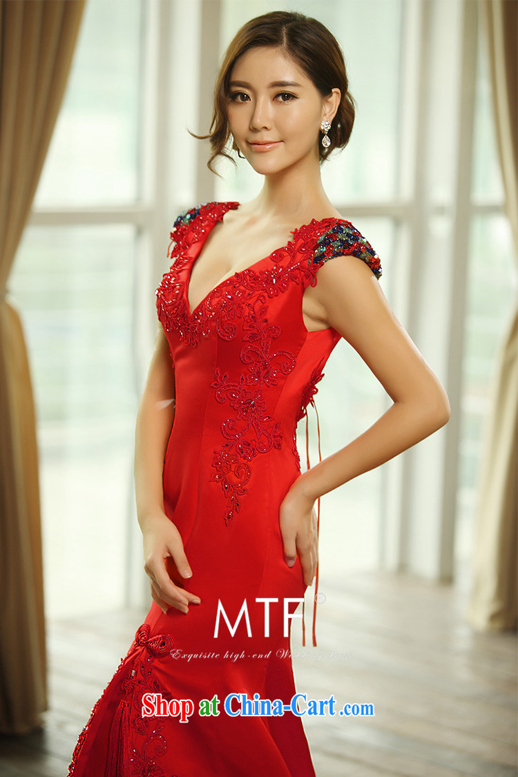 2015 new shoulder straps Deep V collar sexy bridal toast service dress package and crowsfoot dress L 0389 red with a tailored pictures, price, brand platters! Elections are good character, the national distribution, so why buy now enjoy more preferential! Health