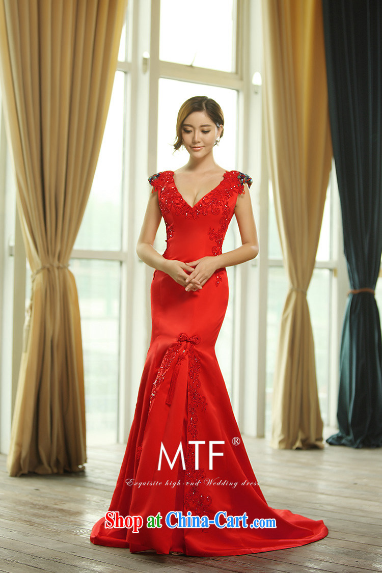 2015 new shoulder straps Deep V collar sexy bridal toast service dress package and crowsfoot dress L 0389 red with a tailored pictures, price, brand platters! Elections are good character, the national distribution, so why buy now enjoy more preferential! Health