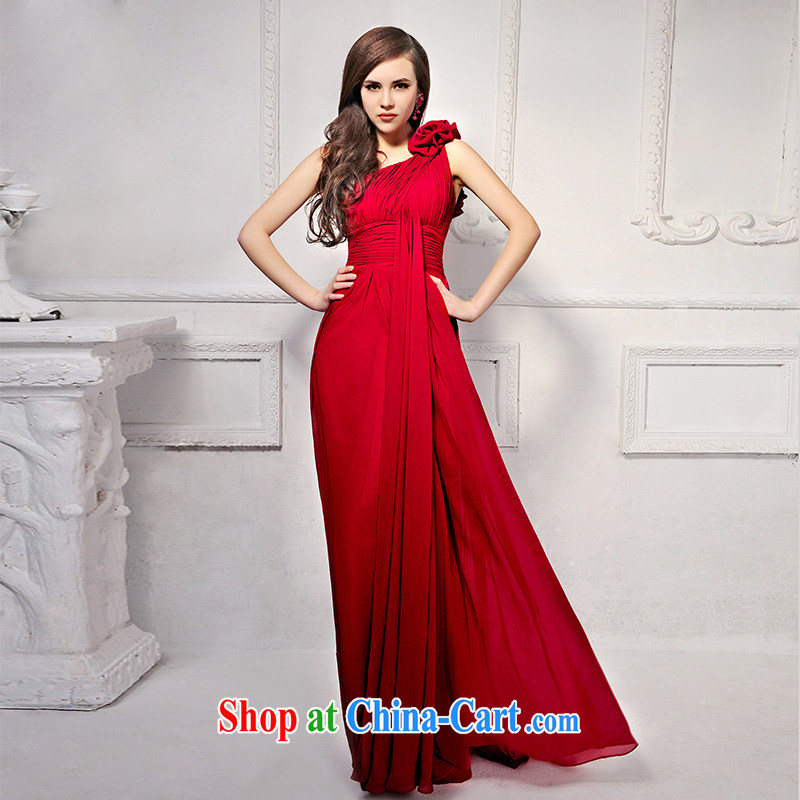 2015 new Korean-style long red wedding dresses, shoulder Princess bride video height bows dress 919 deep red tailored, garden, shopping on the Internet