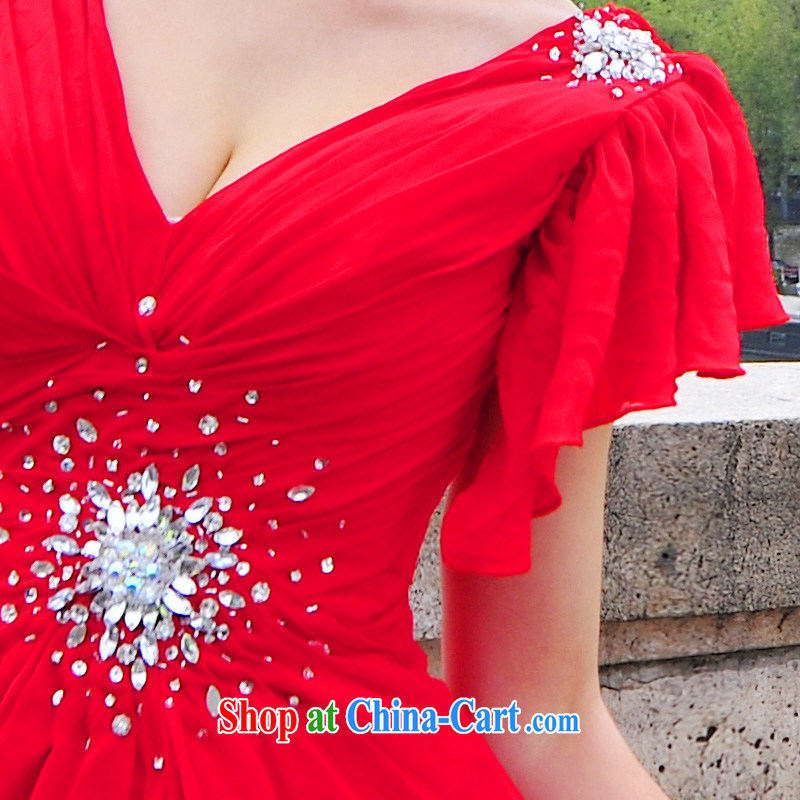 2015 new wedding dresses stunning V LED flash drill the waist graphics thin wedding banquet toast L Service 3003 red 30CM tail tailored, garden, shopping on the Internet