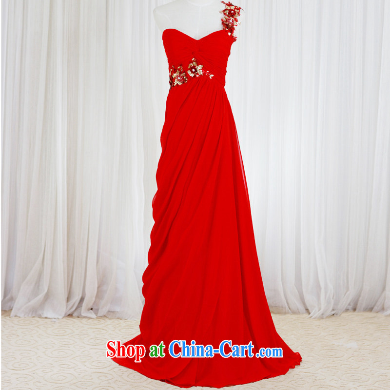 2015 new Korean wedding dresses the shoulder Red Beauty tie wedding dress uniform toast L 951 red tailored
