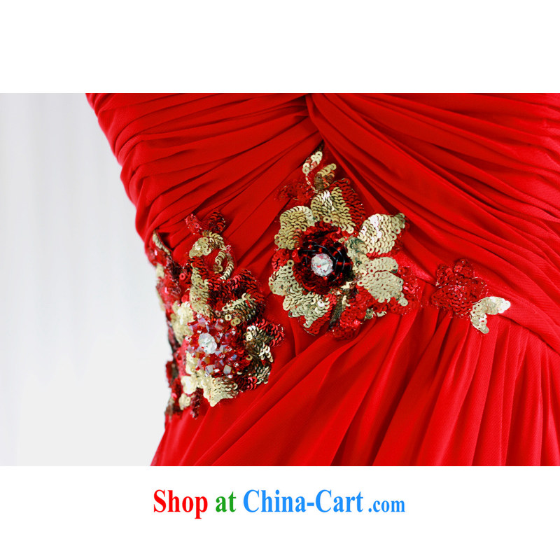 2015 new Korean wedding dresses the shoulder Red Beauty tie wedding dress uniform toast L 951 red tailored, garden, shopping on the Internet