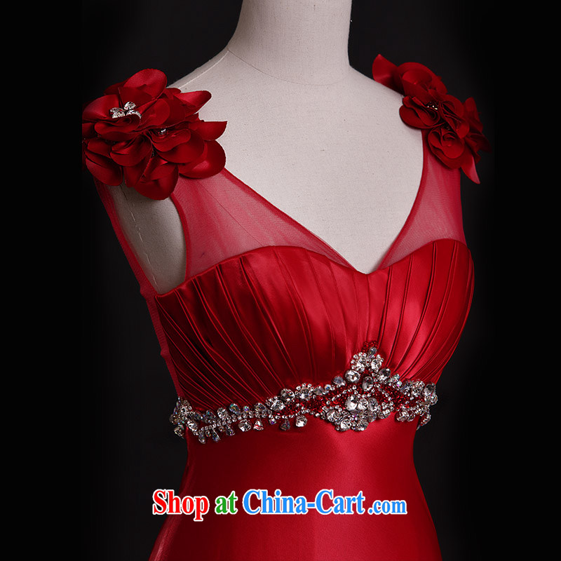 Garden 2015 new dress L 21,421 shoulder lace wiped his chest long bridal toast serving evening dress Red Red Tail 15 CM tailored to full chamber, and, shopping on the Internet