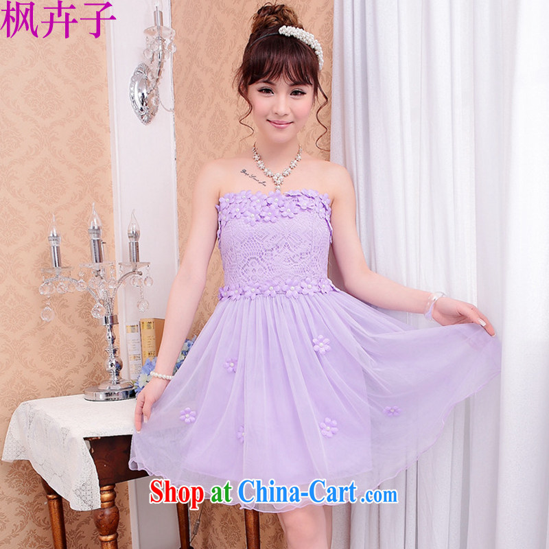 Maple floral displays the 2015 spring new bridesmaid dress short lace small dress sister dress bows dress F 531 light purple are code