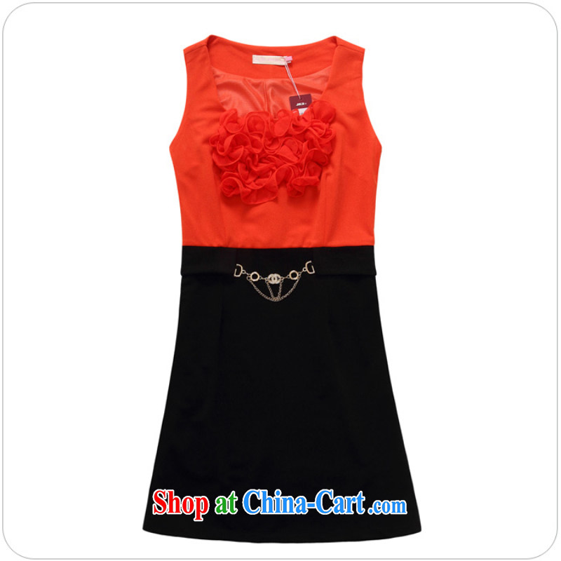 JK 2. YY stylish OL knocked color black fungus round-collar cut cuff dress small package and thick MM graphics thin dresses J 9706 red XXXL, JK 2. YY, shopping on the Internet