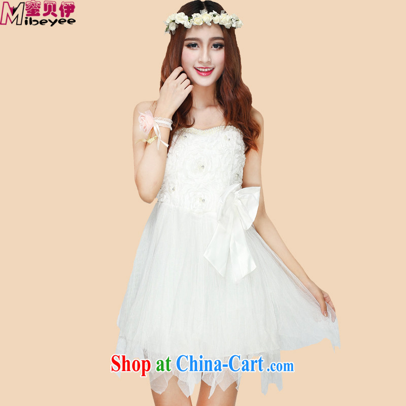 Honey, Addis Ababa and the Pearl River water drilling high-waist large bow-tie bows dress wiped his chest Evening Dress dance dress evening dress short wedding dress female graduation white are code
