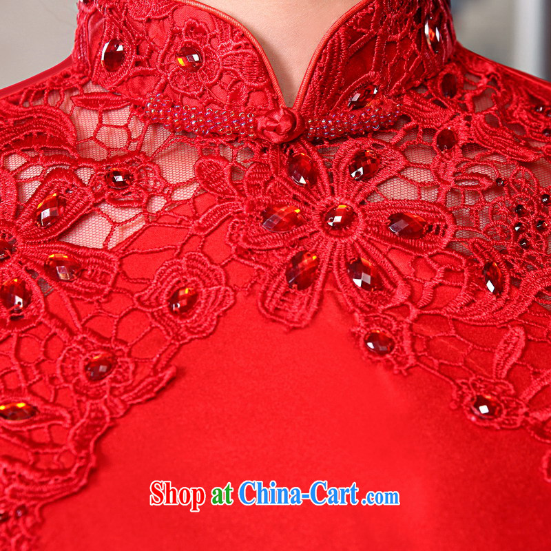Mrs Alexa Lam go scot bridal marriage red bows new 2014, short-sleeved lace summer staple drill improved short cheongsam 16,851 red M (waist 2.1), Mrs Alexa Lam, and, shopping on the Internet