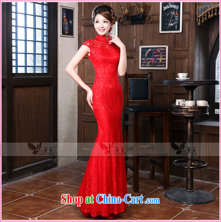 Mrs Alexa Lam go scot bridal lace Chinese long dress new 2014 wedding toast serving modern improved cheongsam 18,252 red XS (waist 1.9) pictures, price, brand platters! Elections are good character, the national distribution, so why buy now enjoy more preferential! Health