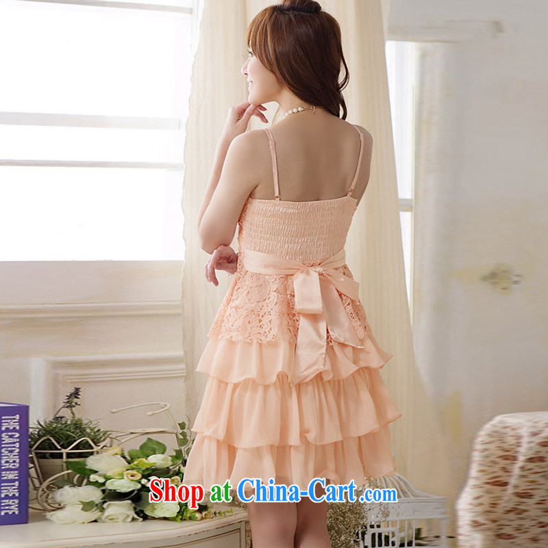 The Parting sweet Princess cake straps small dress skirt 2015 Korean version of the new, shorter, lace snow woven stitching straps sister dress 5264 black XXXL code, the parting, and shopping on the Internet