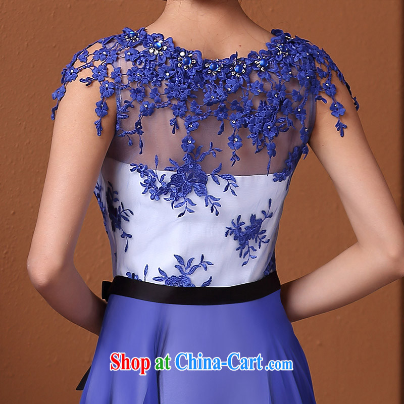 The bride's 2015 new retro dress blue and white porcelain royal blue dress bows dress 595 blue S, the bride, shopping on the Internet