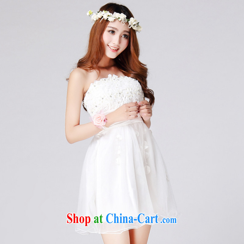 Honey, Addis Ababa new sexy bare shoulders water drilling braided flowers blossom Silk Dresses flouncing wiped his chest bows dress uniform dress dress Princess wedding dress bridesmaid dress white, code, honey, Addis Ababa (Mibeyee), and, on-line shoppin