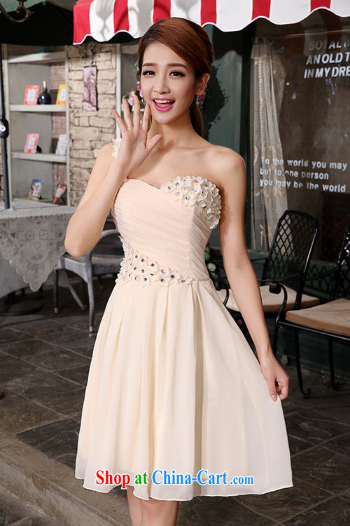 wedding dresses new 2015 bridal wedding toast serving Korean single shoulder Princess flowers short bridesmaid evening dress champagne color long, the final pictures, price, brand platters! Elections are good character, the national distribution, so why buy now enjoy more preferential! Health