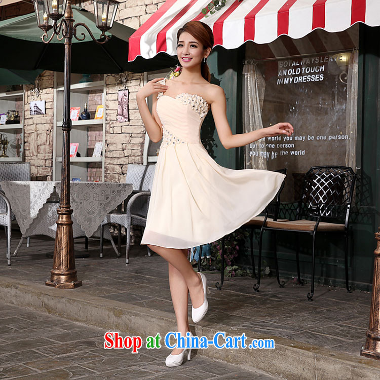 wedding dresses new 2015 bridal wedding toast serving Korean single shoulder Princess flowers short bridesmaid evening dress champagne color long, the final pictures, price, brand platters! Elections are good character, the national distribution, so why buy now enjoy more preferential! Health