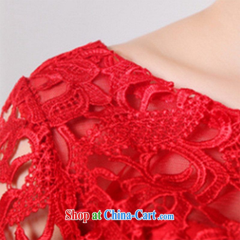 Ms Audrey EU Qi 2015 summer New Red married women toast serving the Field shoulder lace beauty short stylish sweet dress female Red XL, Qi wei (QI WAVE), online shopping