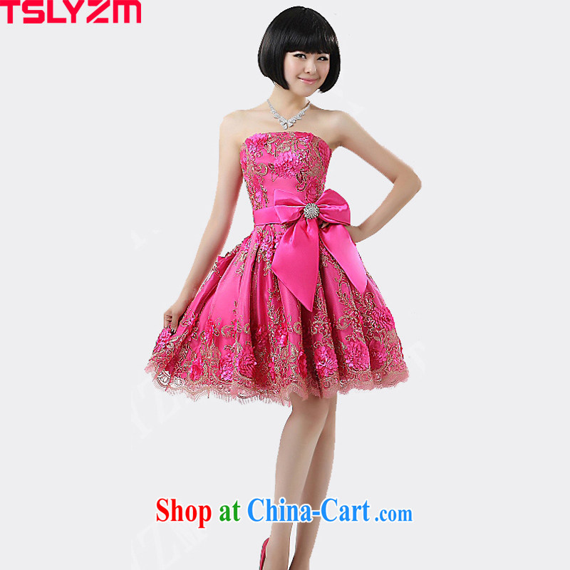 Students perform load serving girl wiped chest short bow-tie show moderator ball bridesmaid bride's dinner with the dress of the Red Red L, Tslyzm, shopping on the Internet