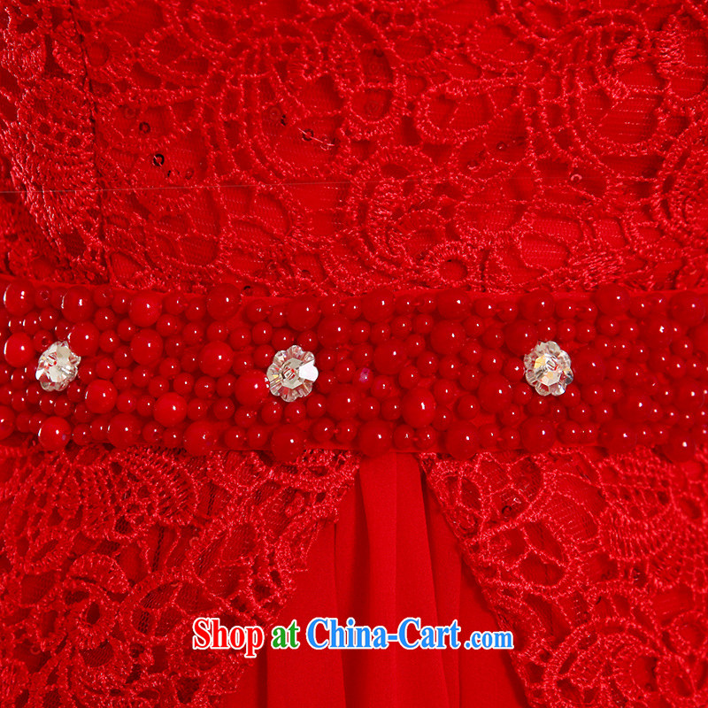 Ms Audrey EU Qi marriages served toast red long, new, summer 2015 style wedding dresses lace snow woven beauty presided over dress wiped chest dancing girl red XL, Qi wei (QI WAVE), shopping on the Internet