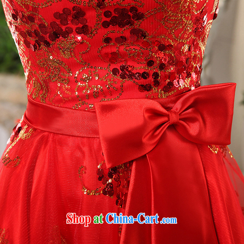 Wei Qi red dress wedding dresses new summer 2015, short before long lace red short bows Service Bridal wedding dress Evening Dress female Red L, Qi wei (QI WAVE), online shopping