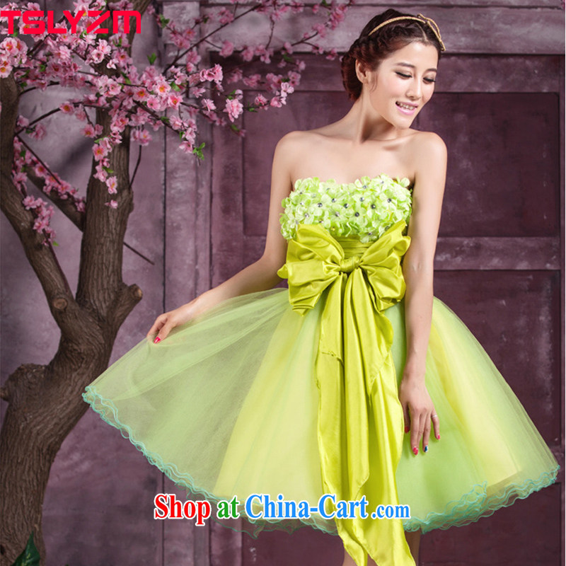 2015 Tslyzm new show clothing green short film floor theme clothing bridal dresses flowers wedding photography is subject also performed by serving female Green XXL