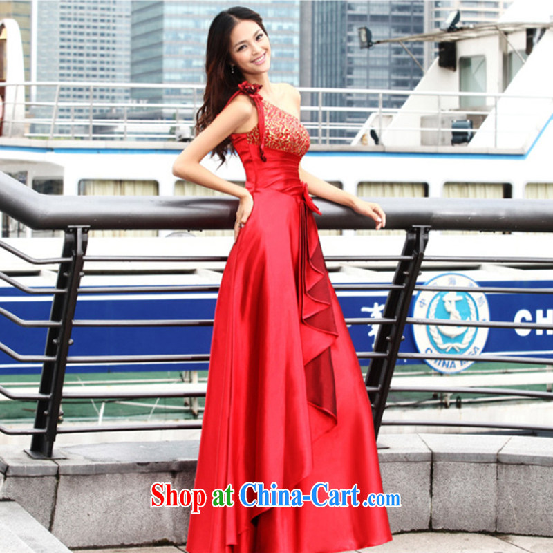 Wei Qi new 2015 wedding dresses, shoulder-length, the annual concert, dinner will dress skirt red bridal wedding toast serving female Red XL, Qi wei (QI WAVE), online shopping